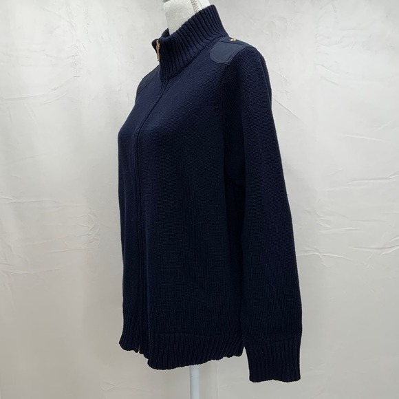 Lauren Ralph Lauren | Women's Navy Blue Zip Cardigan, Size L/XL - Picture 2 of 4